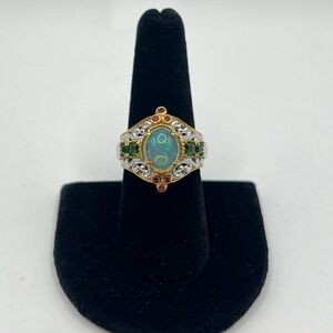 Gems en Vogue Ethiopian Opal Sapphire Diopside Ring 7.75